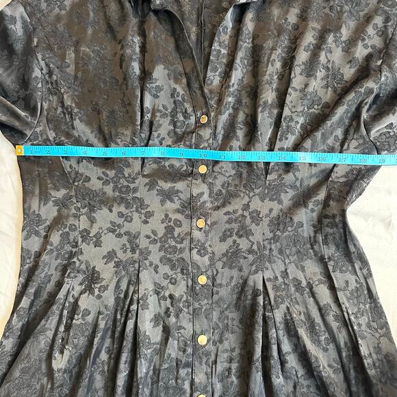 Zara Black, Jacquard, 3/4 Sleeves, V-Neck, Button Down Mini Shirt Dress- L - Picture 9 of 11